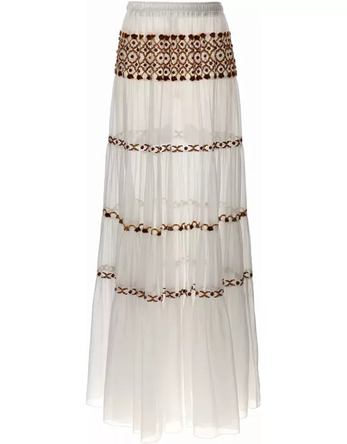 Ermanno Scervino Long Embroidery Skirt