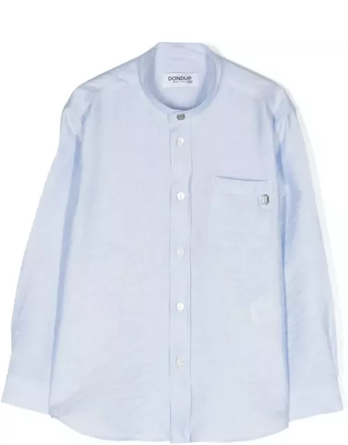 Dondup Shirt With Light Blue Striped Micro Pattern