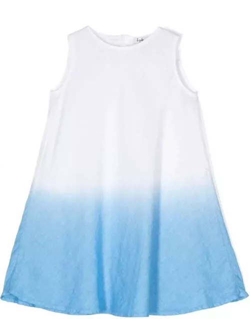 Il Gufo Linen Dress With Juniper-blue Gradient Colour
