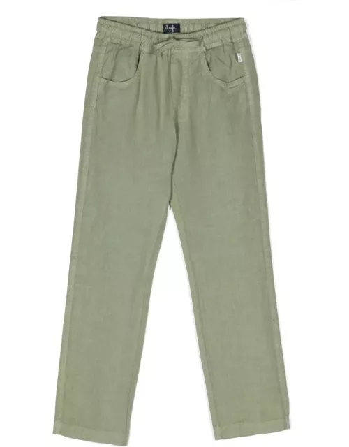 Il Gufo Sage Green Linen Trousers With Drawstring