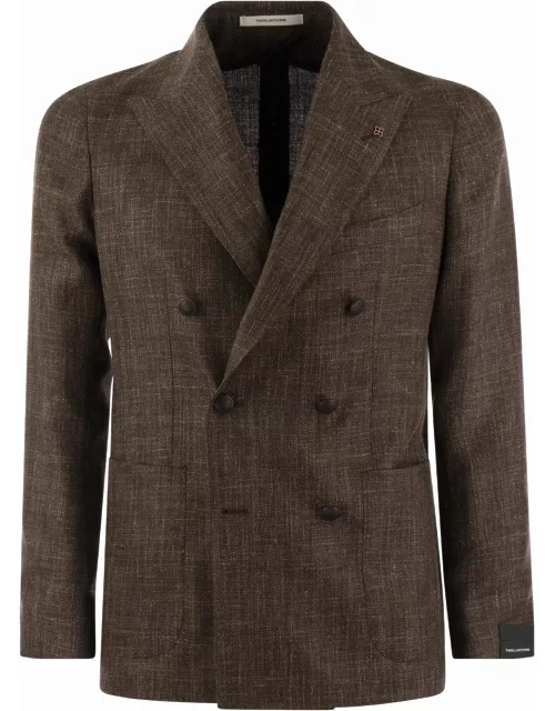 Tagliatore Double-breasted Jacket In Wool, Silk And Linen