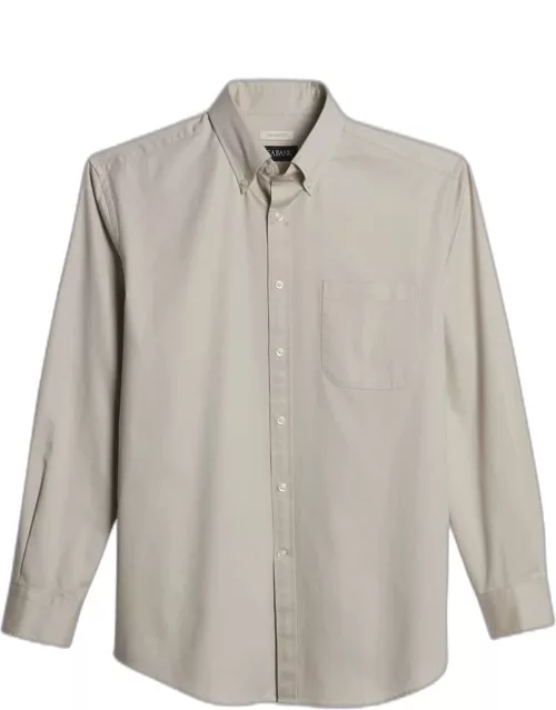 JoS. A. Bank Men's Comfort Stretch Tailored Fit Twill Casual Shirt, Moonbeam, Smal