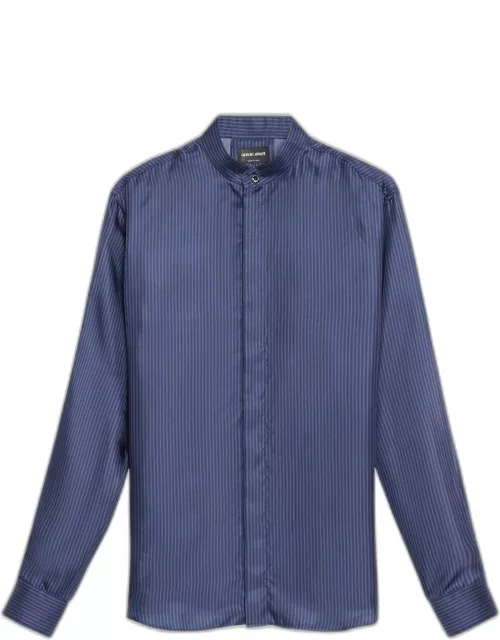 Men's Micro-Striped Silk Formal Shirt