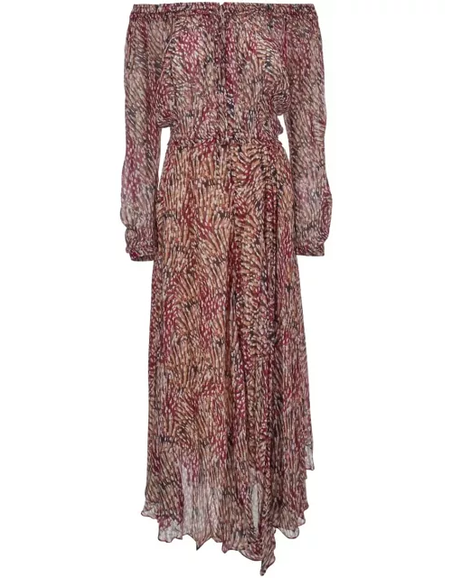 Marant Étoile Multicolored volga Off-shoulder Dress In Viscose Woman
