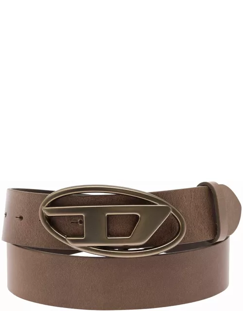 Diesel b-1dr Brown Belt With Oval D Buckle In Leather Man