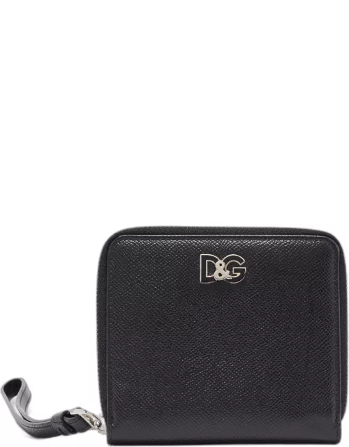 Dolce & Gabbana Black Leather Zip Around Wallet