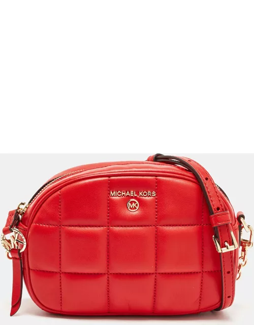 Michael Kors Red Square Quilted Leather Zip Crossbody Bag
