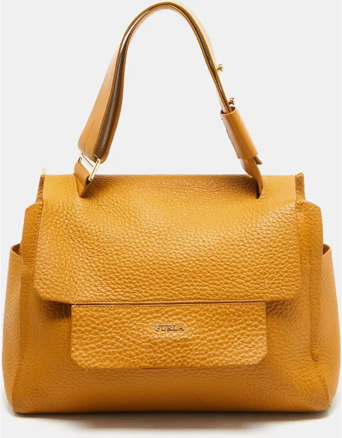 Furla Mustard Leather Medium Capriccio Top Handle Bag
