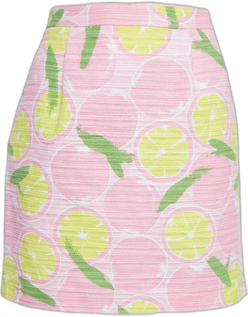 Boutique Moschino Pink Lemon Print Cotton Mini Skirt