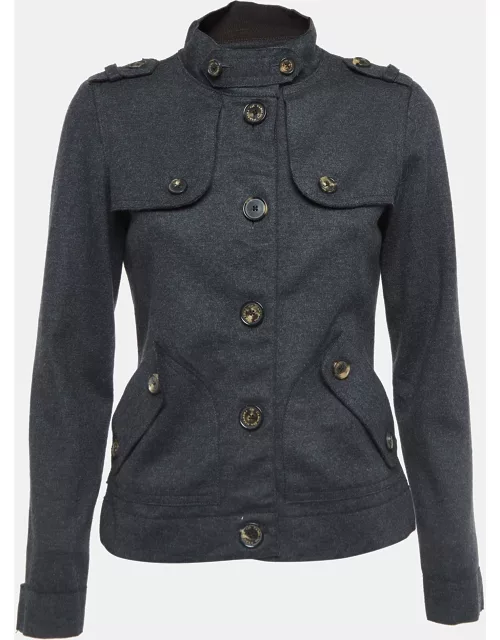 CH Carolina Herrera Grey Wool Button Front Jacket