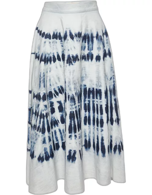 Weekend Max Mara Blue Tie-Dye Cotton Favetta Midi Skirt