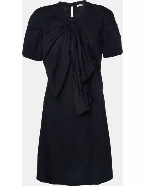 Miu Miu Black Cotton Bow Neck Detail Mini Dress