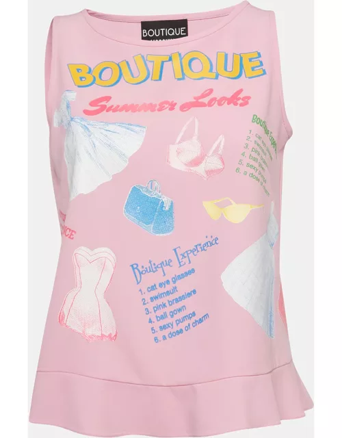 Boutique Moschino Pink Print Crepe Sleeveless Top