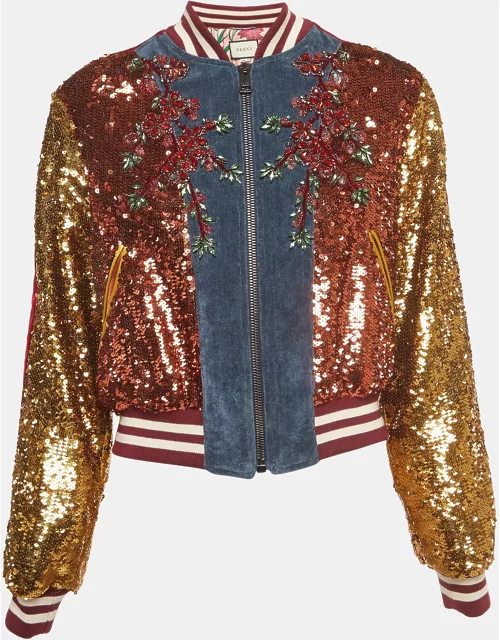 Gucci Multicolor Sequined Embroidered Bomber Jacket