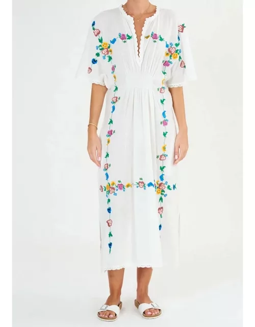 M. A.B. E Vela Embellished Kaftan Dress - White/Multi