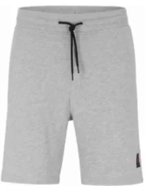 Cotton-terry regular-fit shorts with logo label- Light Grey Men's Clothing