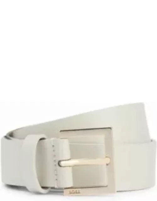 Italian-leather belt with gold-tone eyelets- White Women's Business Belt