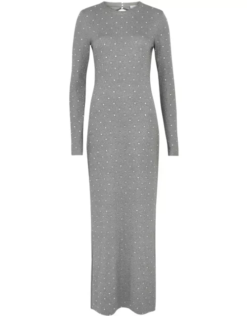 Rabanne Crystal-embellished Metallic-knit Maxi Dress - Silver - XS (UK6 / XS)