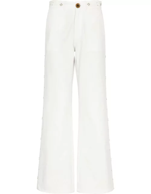 Wales Bonner Heritage Studded Wide-leg Jeans - White - 26 (W26 / UK8 / S)