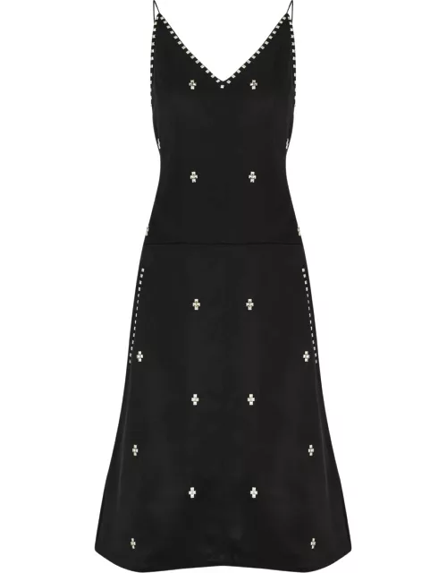 Wales Bonner Honour Stud-embellished Satin Midi Dress - Black - 42 (UK10 / S)