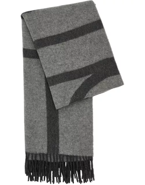 Totême Logo-monogrammed Wool Scarf - Grey