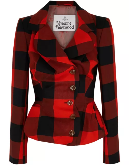 Vivienne Westwood Drunken Checked Wool Blazer - Red - 40 (UK8 / S)