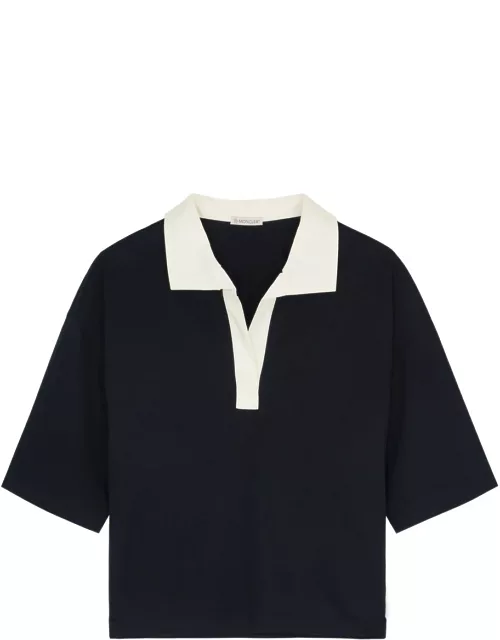 Moncler Panelled Cotton Polo Shirt - Navy - M (UK 12 / M)