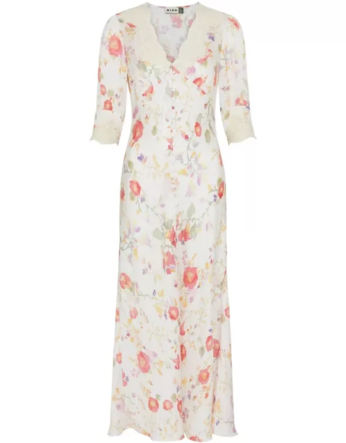 Rixo Simone Floral-print Satin Maxi Dress - Ivory - 10 (UK10 / S)