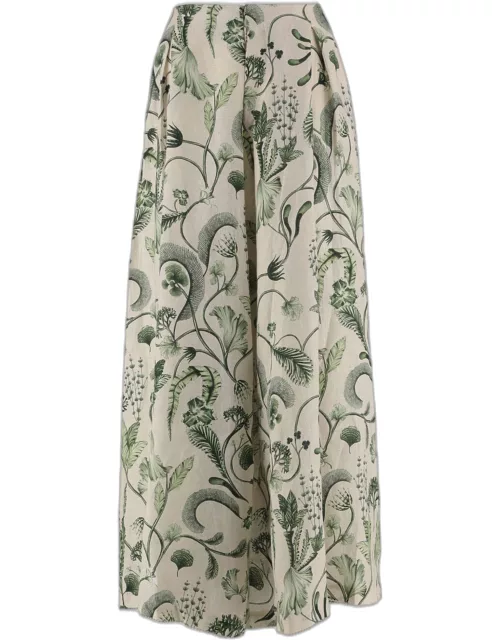 Agua by Agua Bendita Linen Skirt With Floral Pattern