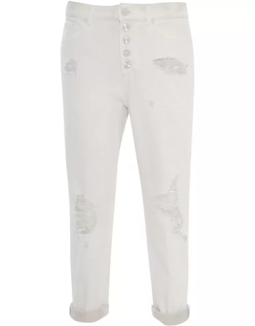 Dondup Frayed White Jean