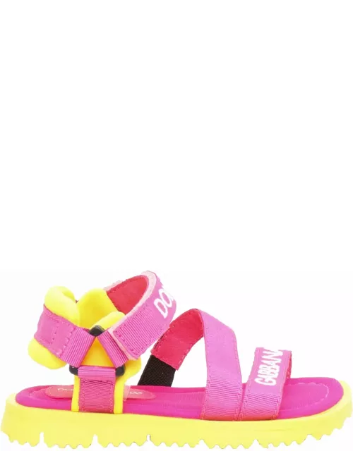 Dolce & Gabbana Pink And Yellow D & g Sandal