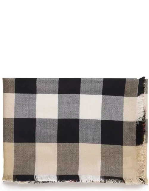Burberry House Check Printed Frayed-edge Scarf
