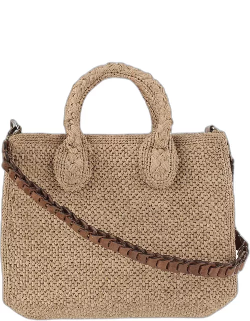 Ibeliv Raffia Bag With Leather Detail