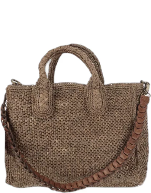 Ibeliv Raffia Bag With Leather Detail
