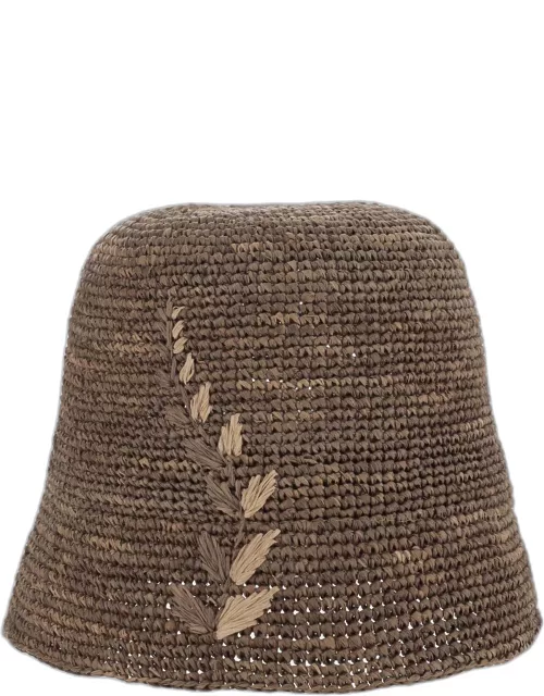 Ibeliv Raffia Hat With Floral Pattern