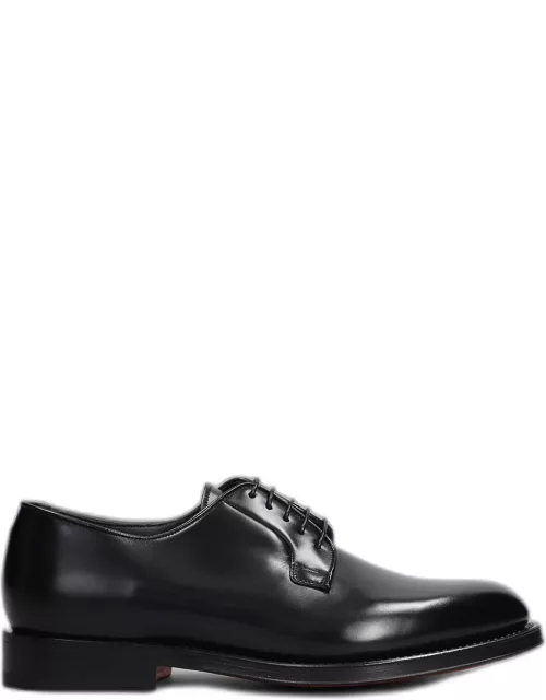 Santoni Ensley Lace Up Shoes In Black Leather