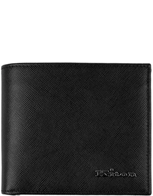 Kiton Black Leather Wallet With Logo