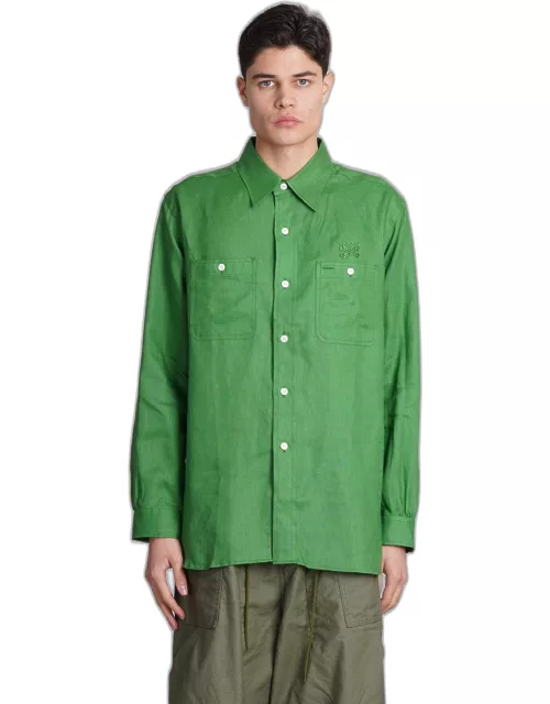Needles Shirt In Green Linen