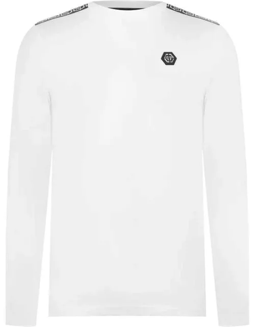 PHILIPP PLEIN Tape Logo Long Sleeve T Shirt - White