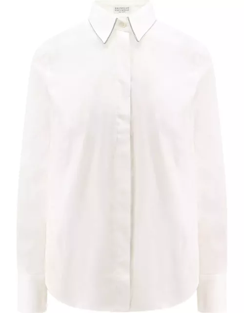Brunello Cucinelli Monili Chain Detailed Long-sleeved Shirt