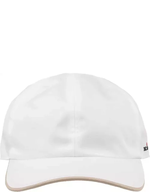 Kiton White Nylon Baseball Hat With Logo