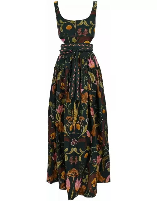 Agua by Agua Bendita Multicolor Long Dress With Cut-out Detail At Waist In Cotton Woman