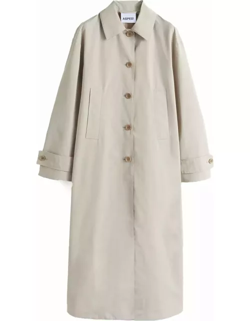 Aspesi Long Beige Trench Coat With Button