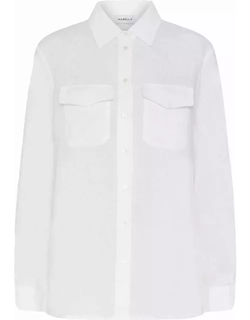 Marella White Long-sleeved Shirt With Pocket