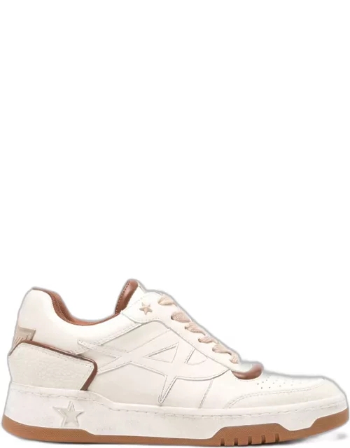 Ash White And Beige Calf Leather Sneaker
