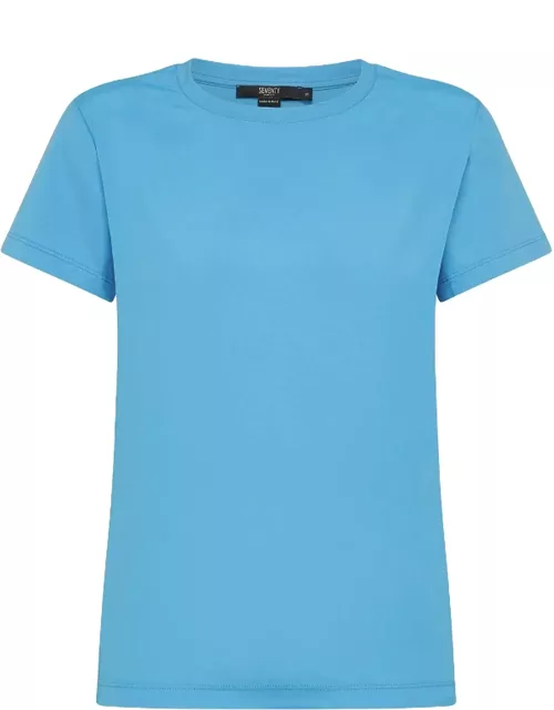 Seventy Light Blue Jersey And Silk T-shirt