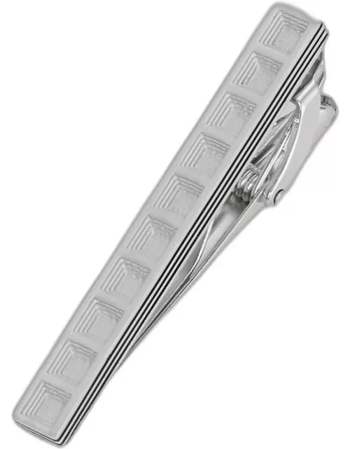JoS. A. Bank Men's 3D Square Pattern Tie Bar, Metal Silver, One
