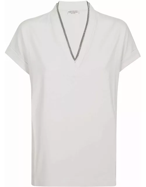 Brunello Cucinelli Embellished V-neck T-shirt