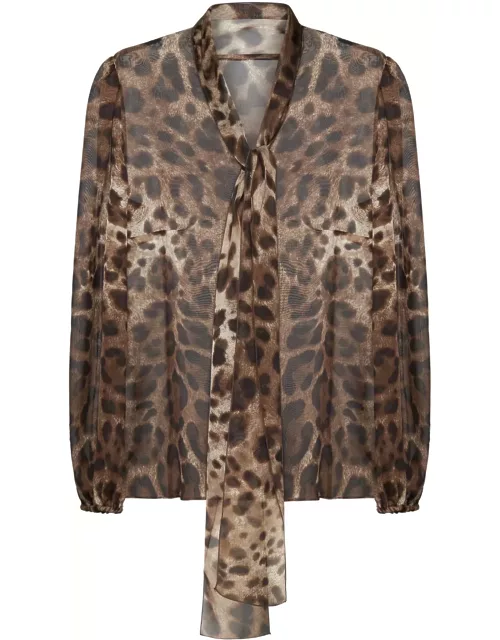 Dolce & Gabbana Leopard Print Chiffon Shirt