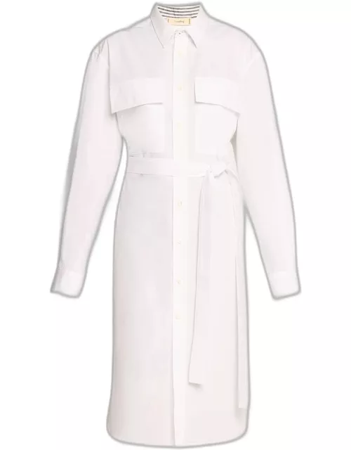 Belted Pressed Cotton Long Shirt